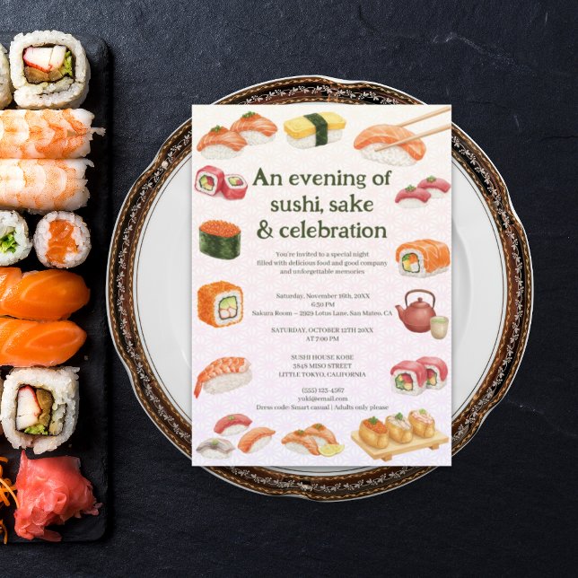 Convite Sushi Party Invitation (Criador carregado)