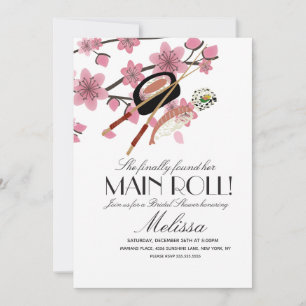 Convite Sushi Roll Chopsticks Chá de panela de árvore no J