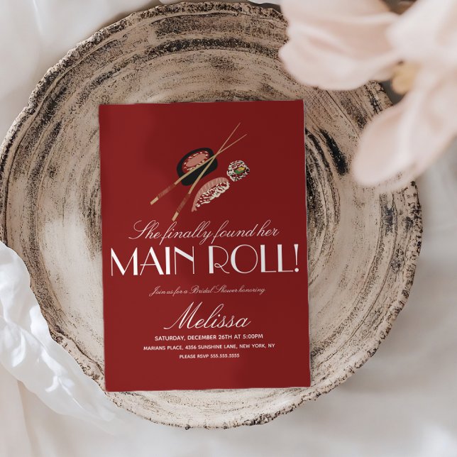 Convite Sushi Rolls Chopsticks Japan Saki Bridal Shower (Criador carregado)