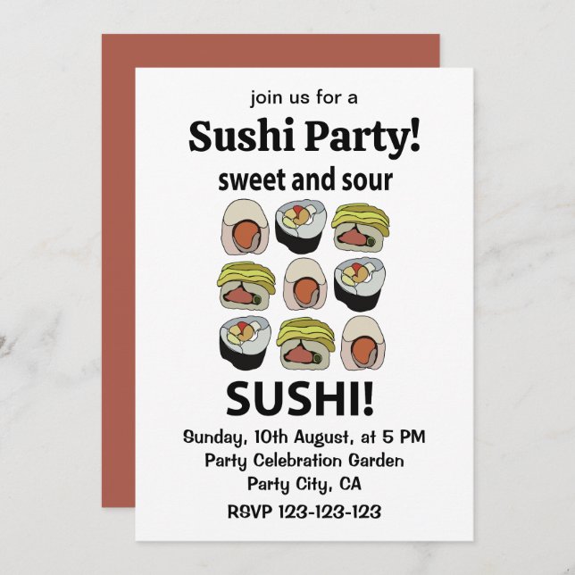 Convite Sushi Sweet e Sour Sushi (Frente/Verso)