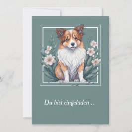 Convite Süßer Collie umringt von Blumen -