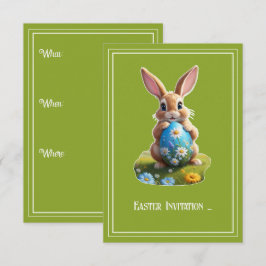 Convite Süßer Osterhase mit einem Osterei - 