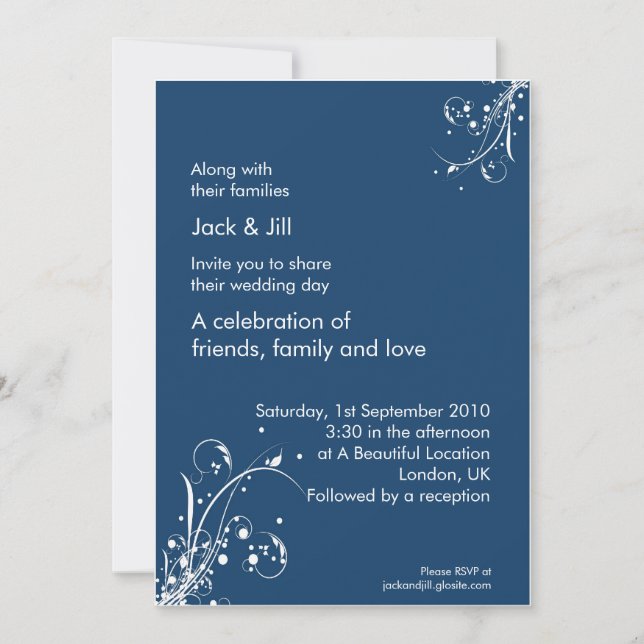 Convite Sussurro do Vento (azul tempestuoso) 5x7 (Frente)