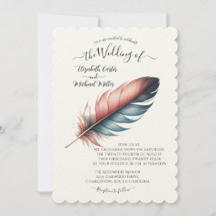 Convite Sussurros de Grace Feathered Elegance Minimalism