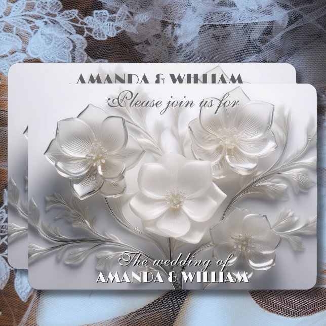 Convite Susurros de Flores Brancas Delicados Casamento (Criador carregado)