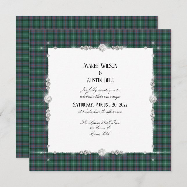 Convite Sutherland Scottish Tartan Invitation (Frente/Verso)