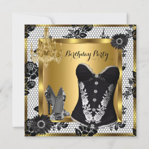 Convite Sutiã com renda e lustre de salto alto preto 3