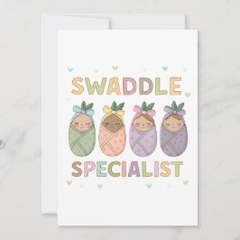 Convite Swaddle Specialist Pastel Baby Illustration