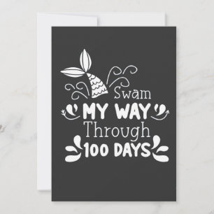 Convite Swam o meu caminho através de 100 dias de escola