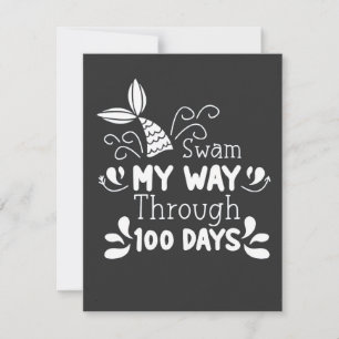 Convite Swam o meu caminho através de 100 dias de escola
