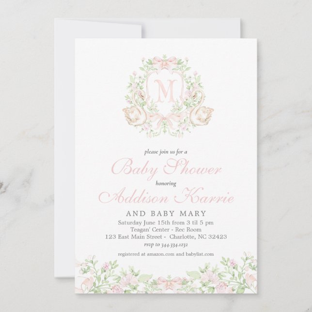 Convite Swan Baby shower invitation (Frente)
