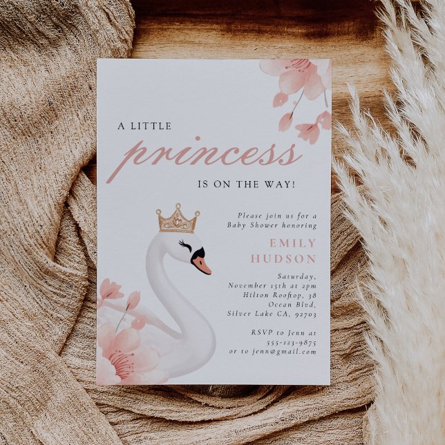 Convite Swan Little Princess Chá de fraldas (Criador carregado)