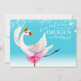 Convite Swan no lago balé segundo aniversário aqua convida