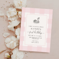 Swan Pink Gingham Primeiro Aniversário