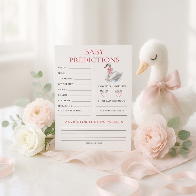 Convite Swan Predictions Baby Shower Game Card (Criador carregado)