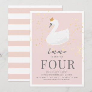 Convite Swan Princess Pink Girl Birday