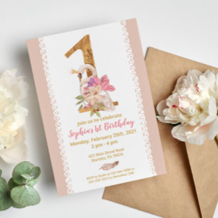 Convite Swan Princess primeiro aniversario Invent