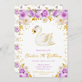 Convite Swan Roxo e Festas de aniversário Douradas