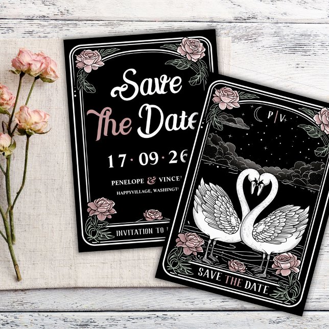 Convite Swan Song Wedding Save the Date (Criador carregado)