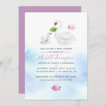 Swan Watercolor Chá de fraldas