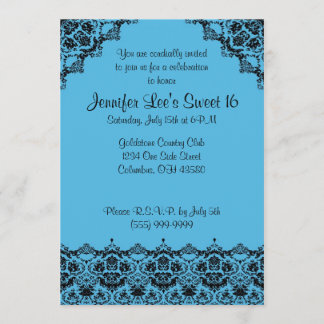Convite Sweet16 elegante dos azuis bebés e do