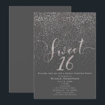 Convite SWEET 16 16 Cinzas de Prata Moderna Confetti<br><div class="desc">DOCE 16 Doze Cinzas de Prata Moderna Confetti Convites.</div>
