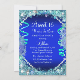 Convite Sweet 16 Azul Debaixo do Mar