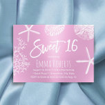 Convite Sweet 16 Beach Starfish Coral Seashell Modern Pink<br><div class="desc">Doce 16 Praias,  Coral de Peixe-Estrelo,  Consegue Convites Rosa Modernos.</div>