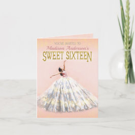 Convite Sweet 16 Birthday Blush Pink Gold Watercolor Dress