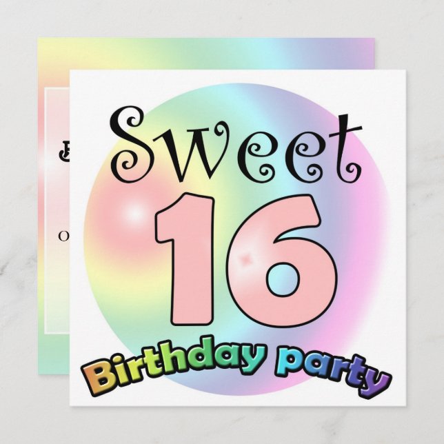 Convite Sweet 16 birthday invitation Custom (Frente/Verso)