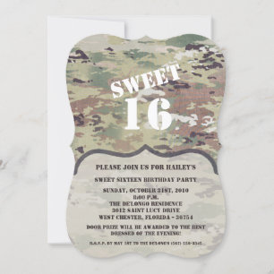 Convite Sweet 16 Birthday Invite Army OCP Camo Uniform Cam
