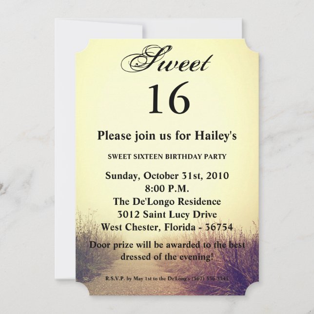Convite Sweet 16 Birthday Invite Sunrise Pathway Walkway P (Frente)