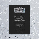 Convite Sweet 16 Black Princess Crown Milestone Aniversári<br><div class="desc">Personalize todo o texto como o título do evento. Personalize a cor do fundo; a imagem da coroa e a foto de volta são opcionais.</div>