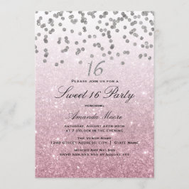 Convite Sweet 16 Brilho Rosa Confete