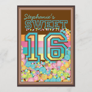 Convite Sweet 16 Candy Collection in Teal & Brown