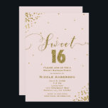 Convite SWEET 16 Canto de Confetti Rosa e Dourado<br><div class="desc">DOCE 16 Convites De Canto De Confetti Rosa E Dourado.</div>