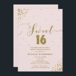 Convite SWEET 16 Canto de Confetti Rosa e Dourado<br><div class="desc">DOCE 16 Convites De Canto De Confetti Rosa E Dourado.</div>