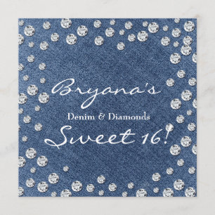 Convite Sweet 16 Denim Diamonds Scattered Bling