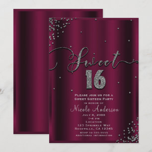 Convite SWEET 16 Dezesseis Cantos de Confetes Prata Borgon