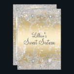 Convite Sweet 16 Diamond Snowflake Dourado Winter Wonderla<br><div class="desc">Dourada e Silver Winter Wonderland Sweet 16 Birthday Invitation. Design de floco de neve de diamante elegante. Notem,  por favor,  que todas as imagens planas não têm joias reais!</div>