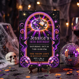 Convite Sweet 16 Groovy Purple Disco Ghost