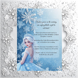 Convite Sweet 16 Icy Blue Silver Winter Personalized Photo