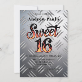 Convite Sweet 16 In Flames and Silver Plate Birthday Party