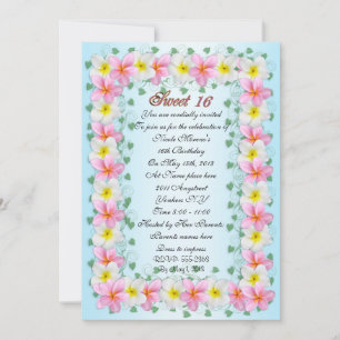 Convite Sweet 16 Invitation Plumeria Border