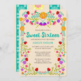Convite Sweet 16 Mexicano Fiesta Papel Picado Champagne
