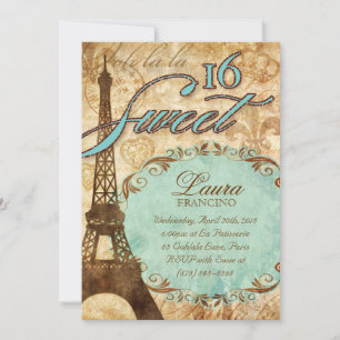 Convite Sweet 16 Paris Conite Torre Eiffel Torre Vintage B