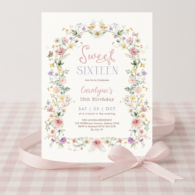 Convite Sweet 16 Pastel Floral Meadow Birthday Party (Criador carregado)
