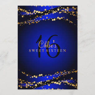 Convite Sweet 16 Poeira de Estrelas Azul e Doura