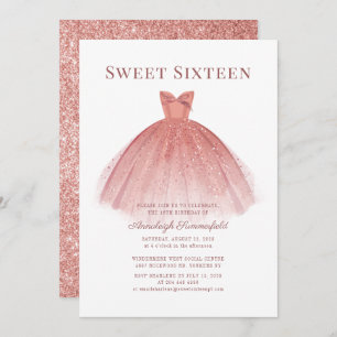 Convite Sweet 16 Rosa Dourado Script Modern