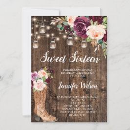 Convite Sweet 16 Rustic Boho Floral Lights Invitati